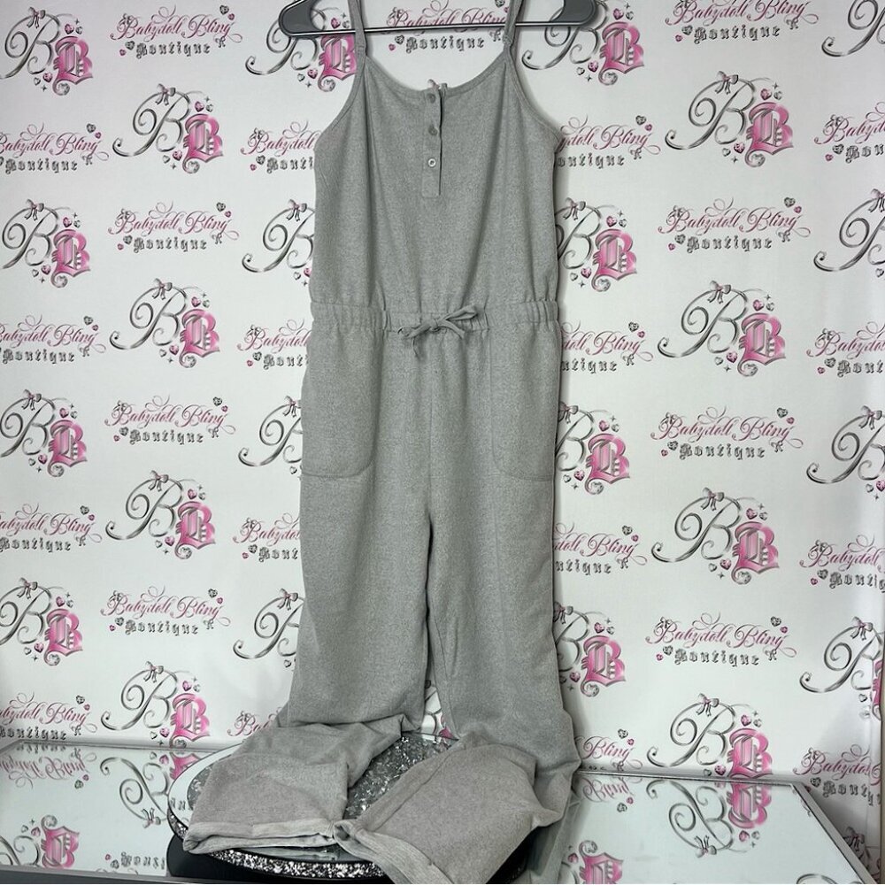 La Vie En Rose Gray Jumpsuit with Spaghetti Straps and Relaxed Fit